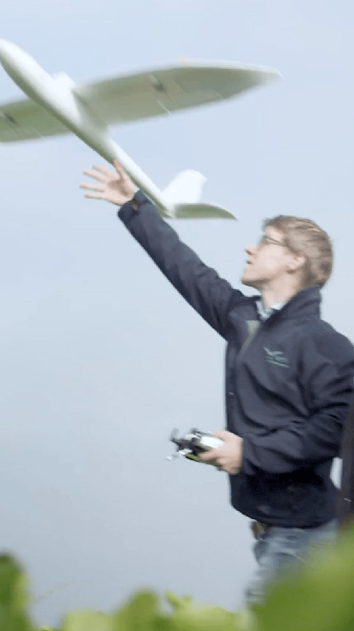 Wilco Stollenga launching a drone